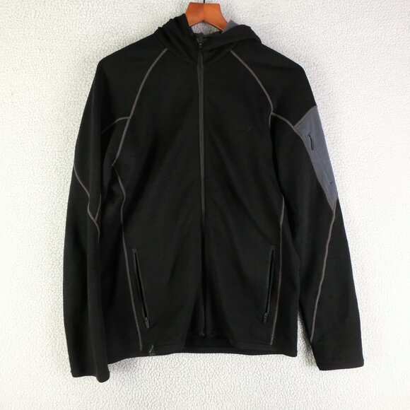 Icebreaker Merino Jacket Mens Small Black Wool Hooded Full Zip Fleece Lined - Picture 1 of 9